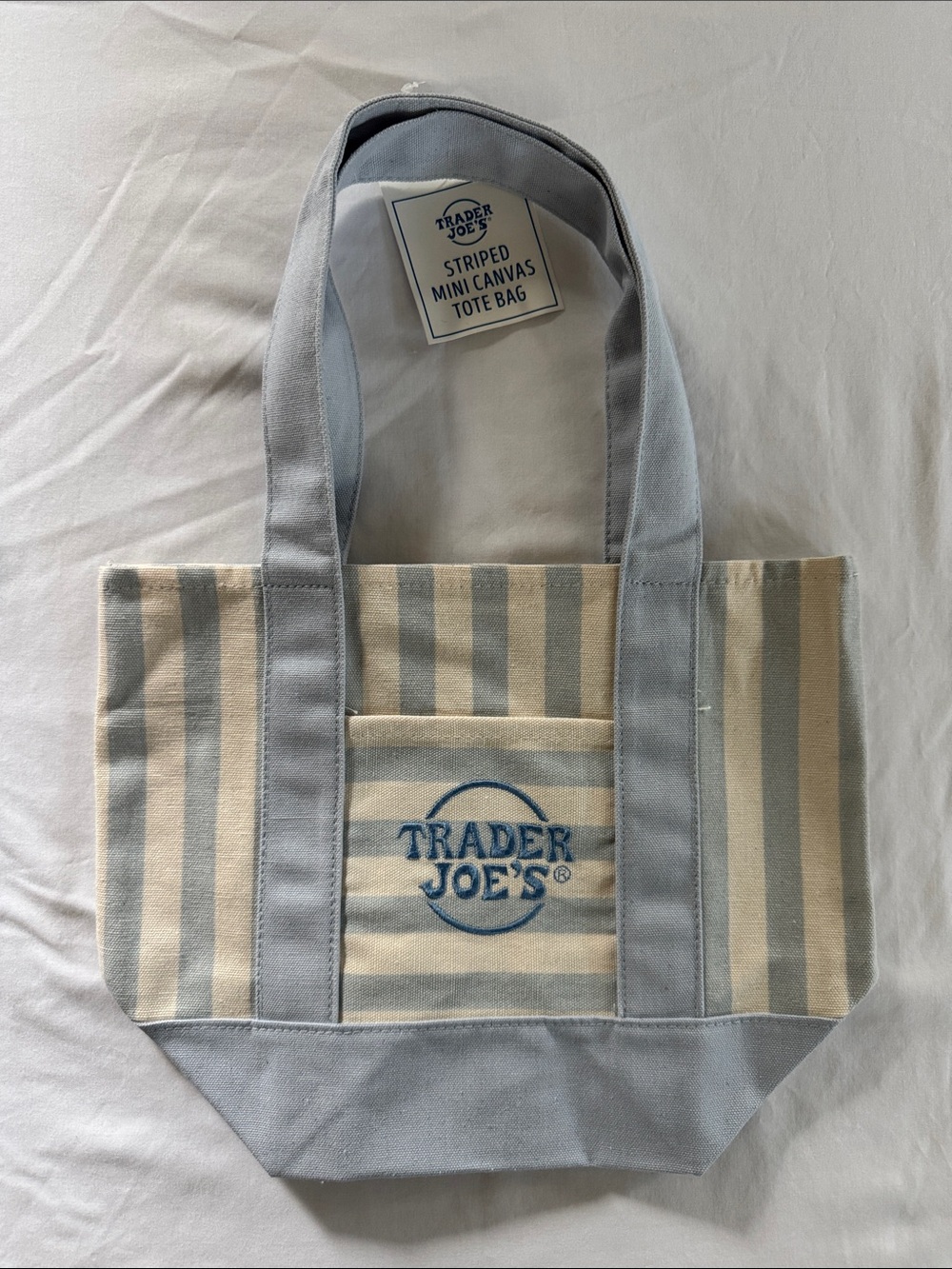 Trader Joe’s NWT Mini Tote Bag, Summer 2026 Limited Release - Blue Stripes
